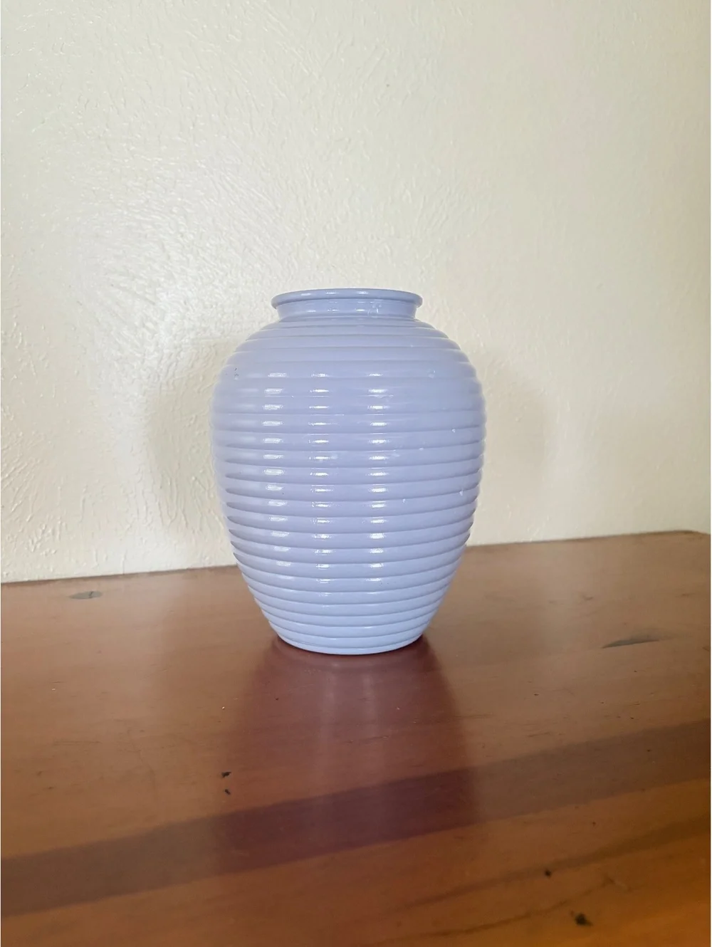 Ceramic Vase MCM Beehive Light Purple Ribbed H: 8